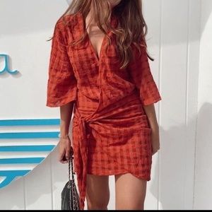 Zara Carla Gingham Mini Wrap Dress